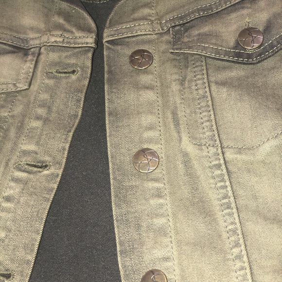 Jessica Simpson Olive Aztec Denim Jacket - Picture 3 of 4